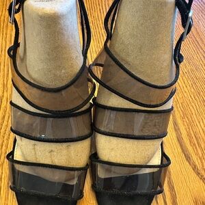BAR III Womens Black Transparent Straps & Heel  Adjustable Strap 6M